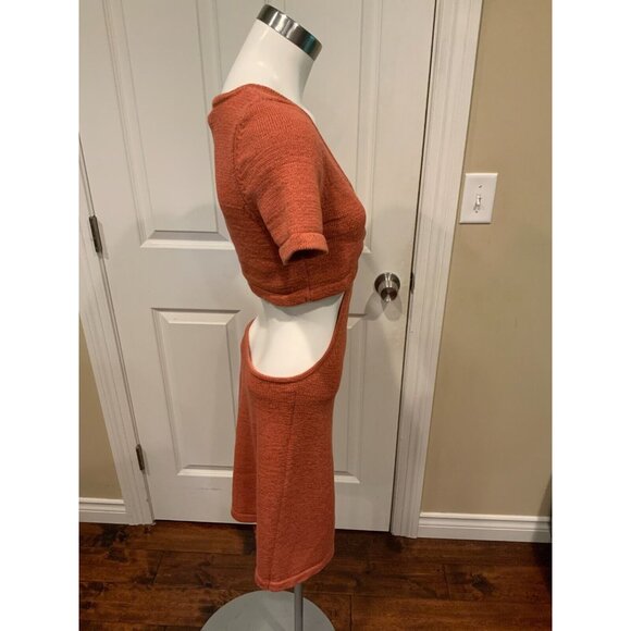 𝅺NWT Cult Gaia "Billie" Orange Knit Cutout Cap Sleeve Mini Dress Size Large - Picture 7 of 10